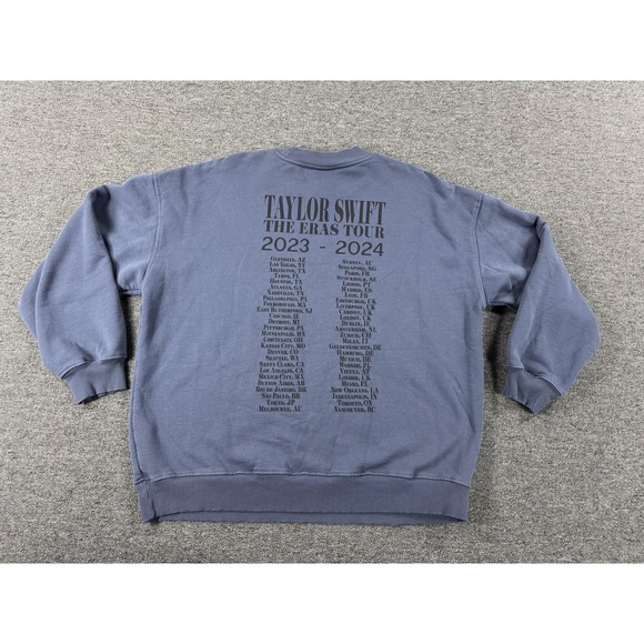 Taylor Swift The Eras Tour Sweatshirt Large Blue Crewneck Official Merchandise - Picture 3 of 11